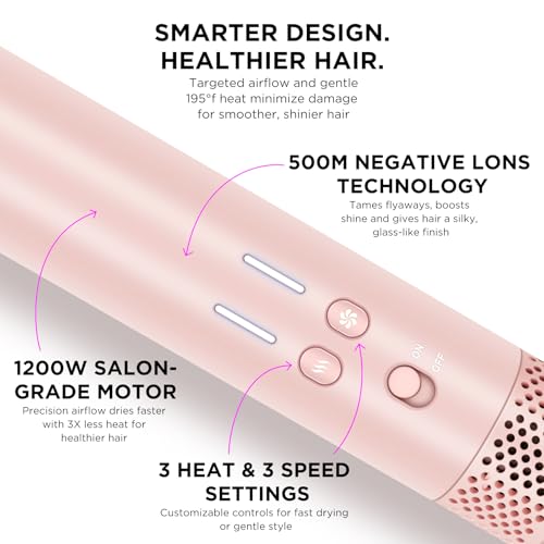 Image of Dual Voltage Travel Hair Dryer Brush, 5-in-1 Air Styler Set with Travel Bag