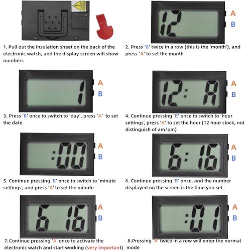 Image of Shudyear Small Digital Clock, with Jumbo LCD Time & Day Display,Mini Automotive Small Digital Clock Battery Operated for Desktop Nightstand Pocket Car Truck Dashboard & Air Vent (12, Black)