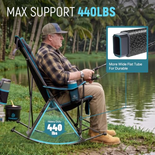 FUNDANGO Camping Rocking Chair Silla Mecedora de Camping Sobredimensionada Resistente 440 Libras con Acolchonado Plegable miniatura 3