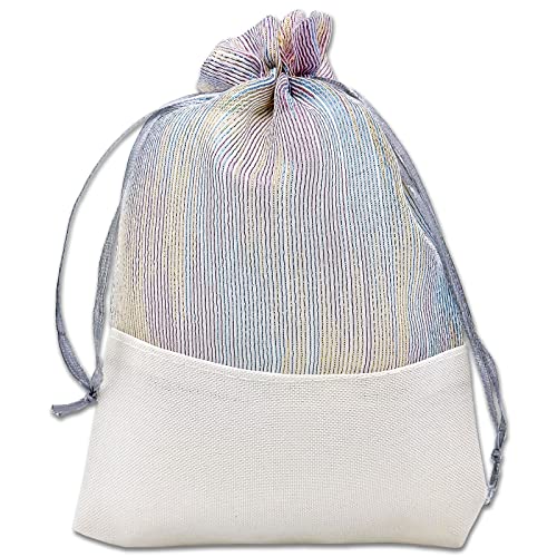 Sacs cadeaux en lin de haute qualité avec organza irisé transparent pour bijoux