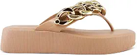 Chinelo Petite Jolie Hit Corrente Leve Macia FlatForm Avelã
