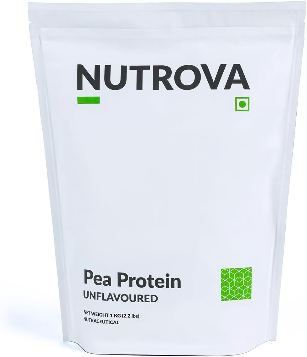 NUTROVA Pea Protein Powder, Vegan Protein Isolate 1 Kg | No Added Sugar, Artificial Sweeteners or Flavours | Vegan & Gluten-free | 80% protein content, 8g protein every 10g scoop