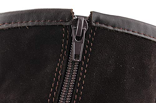 OSSTONE Herren Stiefel aus Rindsleder, Lederstiefel mit Gummisohle Biker Boots mit Reißverschluss, 6.5' Männer Stiefeletten mit 0.98' Absatz 5008-1-DE, Glattes Dunkelbraun,US9.5(EU43)