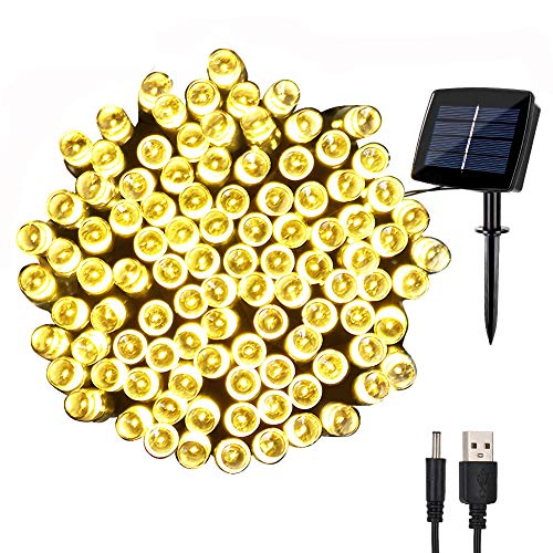 Solar Fairy String Lights Outdoor Waterproof, WOOHAHA 72ft 200LED Updated Version 6hrs Timer