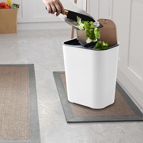 Cubo de basura rectangular 18 litros con dos tapas pulsables para baño 7