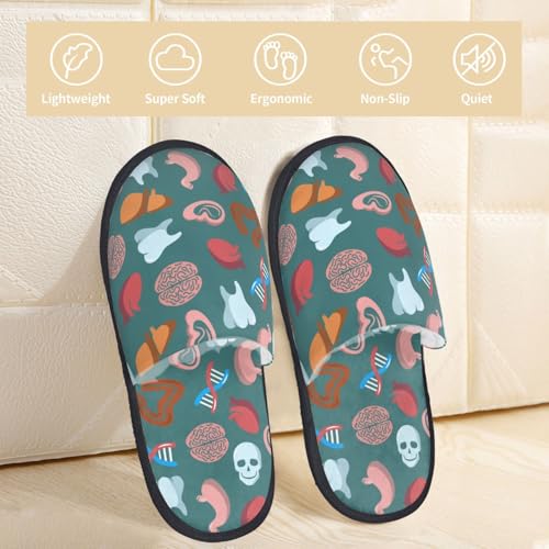 Cute Skull Organ Print Women Slippers Home Furry Shoes Keep Men Couples Shoes Warm For Women-3