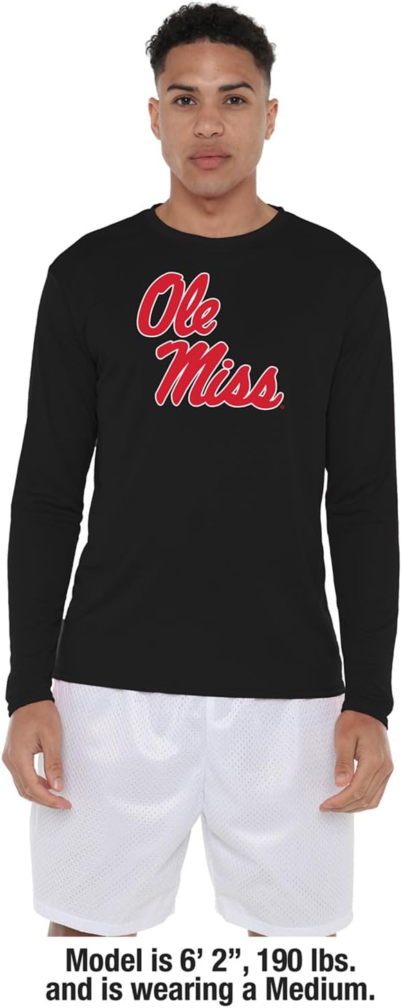 Official NCAA Collegiate Men's Sport Active Long Sleeve Shirt Primary Logo Black Collection