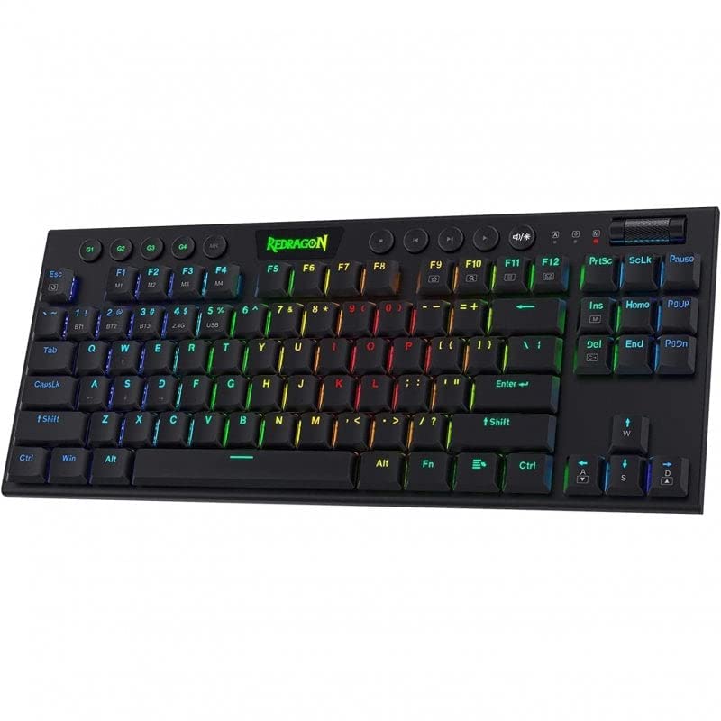 Redragon Horus K621 RGB Teclado Mecanico TKL Gaming Inalambrico USB, USB-C y Bluetooth - Iluminacion RGB - Teclas Red