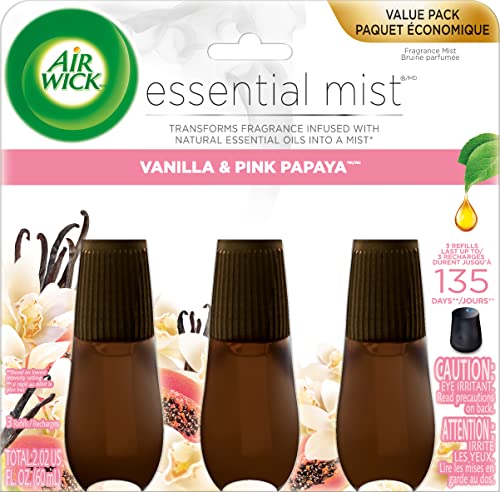 Air Wick Essential Mist Refill, 3 ct, Vanilla and Pink Papaya, Essential Oils Diffuser, Air Freshener Air Wick Essential Mist Refill, 3 ct, Vanilla and Pink Papaya, Essential Oils Diffuser, Air Freshener