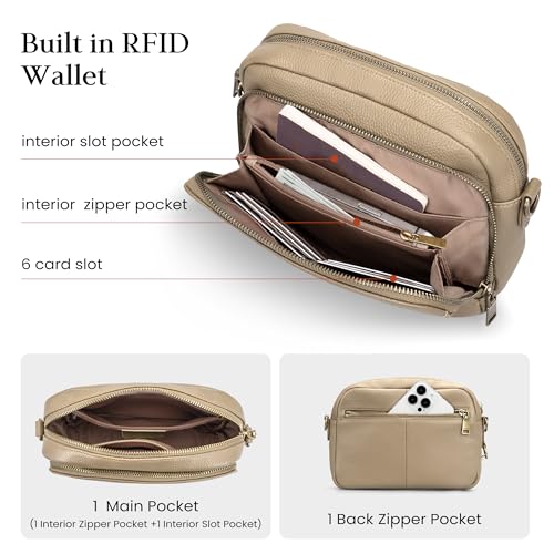 Image of befen Genuine Leather Crossbody Bag for Women Anti Theft Purse and Hangbags with Built in RFID Wallet