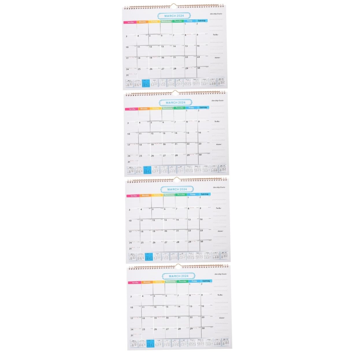 Tofficu 4stücke Wandkalender Monate Monatskalender Mit Spiralbindung Hängend Für Zuhause Büro Und Schule Robuste Materialien Zur Organisation Ihres Zeitplans Für Wichtige Erinnerungen
