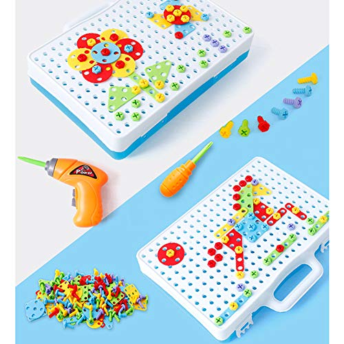 Alician Gifts for Kids Simulate Electric Drill Toy Nut DIY Assembly Disassembly Nut Puzzle Toys English Version 144pcs