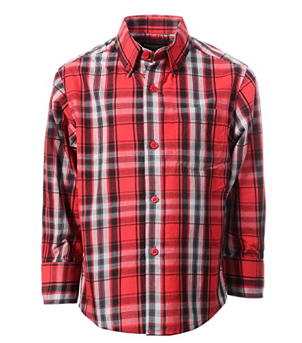 Image of Gioberti Boys Long Sleeve Button Down Plaid Checked Shirt