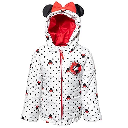 Disney Minnie Mouse Girls Winter Coat Puffer Jacket Toddler to Big Kid Sizes (2T - 8)