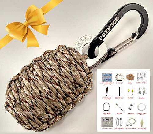 Paracord Survival Grenade (28pc) Kit with Water Purification Tablets--Military Grade Wilderness Preppers Gear