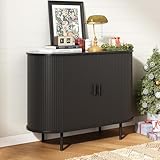 ONBRILL 40' Sideboard Buffet Cabinet with Storage, Storage Cabinet with Sliding Door & Adjustable Shelf, Modern Accent Coffee Bar Console Table for Kitchen, Entryway, Black