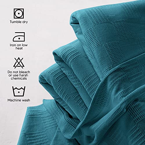 Image of Utopia Bedding 100% Cotton Thermal Blanket Teal Twin Size Soft, Lightweight, Breathable, Cozy Spring and Summer Blanket for Couch and Sofa, Home Room Decor Gifts for Women and Men (90x72 Inches)