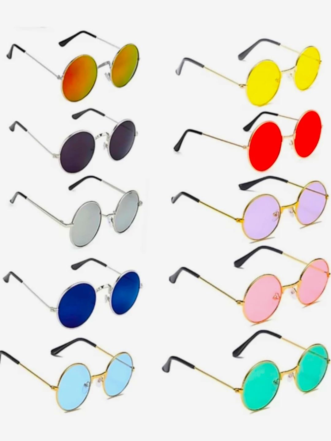 Round Metal Sun Glasses for Men and Women - Pack of 1 (Multicolor) | Best for Party, Photo Shoots and Biking-image-4