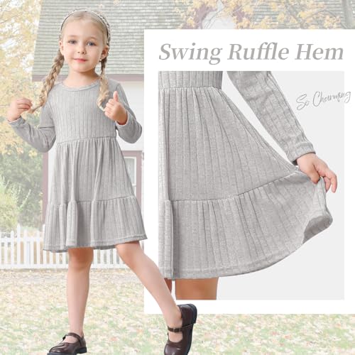 Image of Toddler Baby Girl Long Sleeve Dress Girls Knit Sweater Dresses Tiered Kids Swing Holiday Clothes Fall Winter