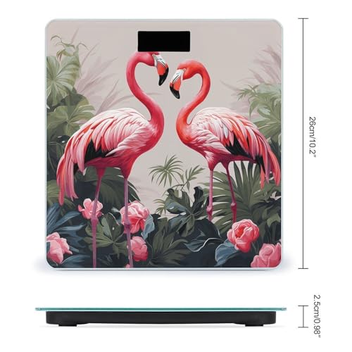 Báscula digital de baño con diseño de flamencos rosas miniatura 2