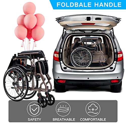 Homyking Lightweight Wheelchair, Foldable Self Propelled Wheelchair 18.3" Seat Aluminum Frame With Swing-Away Footrests Transfer Wheelchairs #TOP3