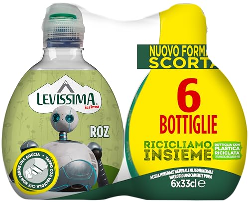 LEVISSIMA ISSIMA, Acqua Minerale Naturale - Bambini - Tappo salva goccia - 6 bottiglie da 330ml