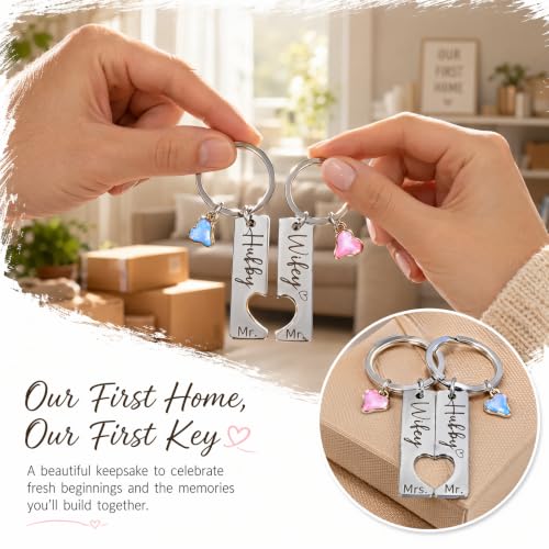 Kemay Mr and Mrs Gifts His and Hers Gifts Couple Keyrings Our First Home Keyring Engagement Present Personalised Wedding Gift Ideas for Newlyweds Bride Groom Husband Wife Anniversary Keepsake - Image 2