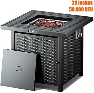TACKLIFE Propane Fire Pit Table, 28 Inch 50,000 BTU, Outdoor Companion, Auto-Ignition Fire