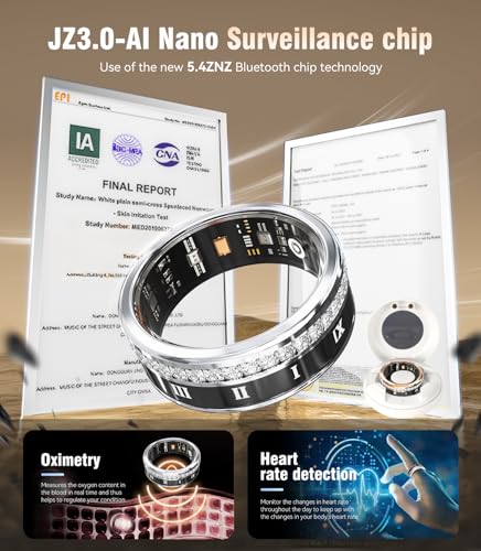 Image of 10 Gen Diamond Smart Ring and Wireless Charging Case【Industry Ranking No.1 - 0 Measurement Error】 2026 Smart Ring for Women & Men for Sleep Tracking Wearable Device,Fitness Ring 8#