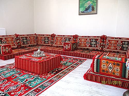 Arabic U Shaped Sofa Set, Arabic Floor Seating, Arabic Floor Sofa, Arabic Majlis Sofa, Arabic Couches, Oriental Seating Sofa #TOP4