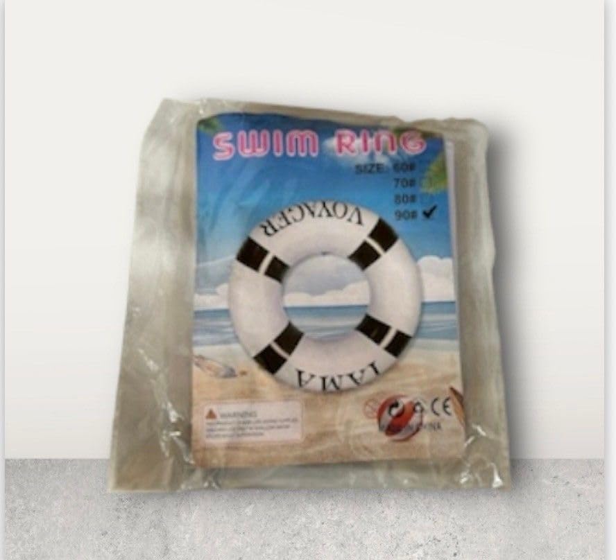 Amazon.co.jp: 浮き輪 白黒 ストライプ プール 海 夏 インスタ 90cm