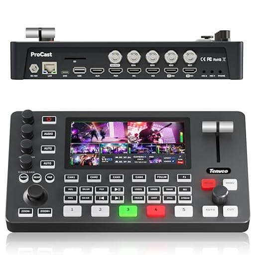 Mezclador de Video Tenveo, Conmutador de Video 4K 60FPS para Transmisión en Vivo, Pantalla FHD de 5.5", 4 Entradas SDI y 4 Entradas HDMI, Salida 1080P 60FPS, Grabación USB | Ya disponible en tu tienda friki favorita! En mundofriki.es!