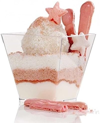 Pack of 25 Plastic Square Cups, 160 ml