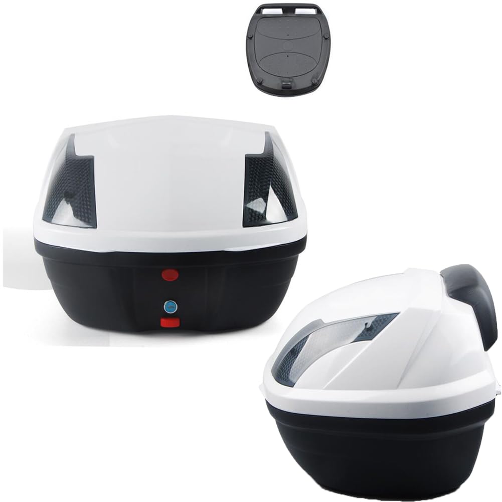 KFGISD, With Backrest And Mounting Base Plate, Waterproof Scooter Luggage Top Plastic Case ,Motorcycle Top Box(White,42x48x33cm)