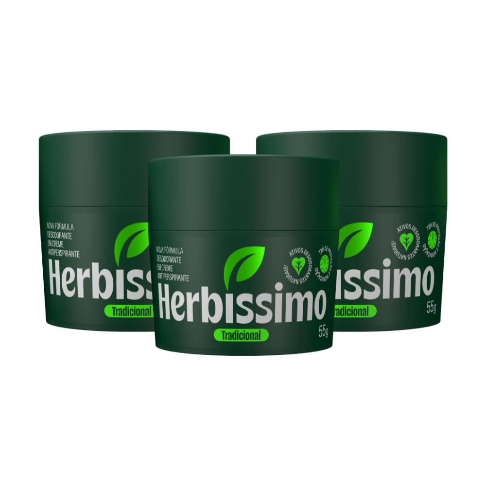 Kit Desodorante Creme Herbíssimo Tradicional 55g - 3 Unidades