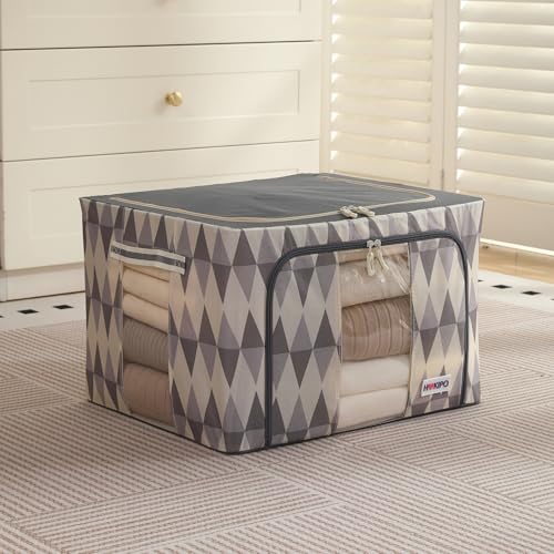 Image of HOKIPO 66L 600D Oxford Fabric Cloth Organizer for Storage, Ash Mirage Pack of 1 (AR-6486-GRY)