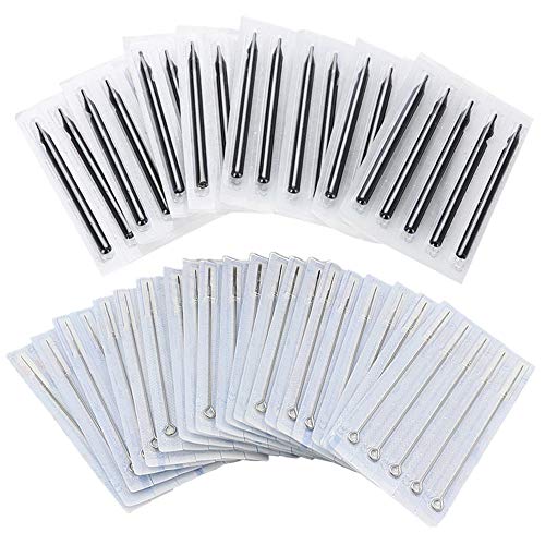 Tattoo Needles and Tips Set - Yuelong 50pcs Disposable Tattoo Needles Mixed & 50pcs Assorted Black Long Tattoo Tips Tubes for Tattoo Machine Grip Tubes Tattoo Supplies Tattoo Kits