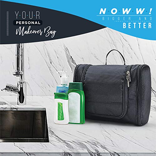 Image of FATMUG Travel Toiletry Kit Organizer Hanging Dopp Kit for Men Large Cosmetics Pouch for Women-Black