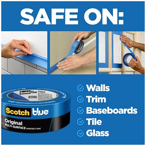 Image of ScotchBlue Original Multi-Surface Painters Tape, 1 Inch Wide (0.94 in. x 60 Yds), 6 Rolls, Blue Paint Tape Protects Surfaces and Removes Easily, Masking Tapes for Indoor and Outdoor Use (2090-24EP6)