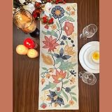 Spring Floral Beaded Table Runner 13x36 Inch – Handmade Multicolor Decorative Dining Table Runner, Elegant Centerpiece for Wedding, Holiday & Home Décor