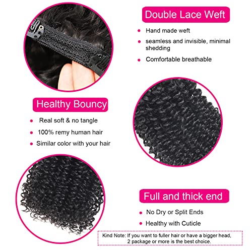 3C 4A Kinky Curly Clip In Hair Extensions for Black Women, Jiarosi Afro Kinky Curly Clip Ins Human Hair 8A Brazilian Remy Hair Lace weft 7 Pcs With 24 Clips 120 Gram(12 Inch Natural Color)