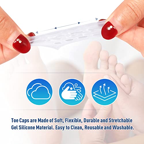 Promifun Gel Pinky Toe Caps, 16 Packs Toe Protectors, Silicone Breathable Toe Covers Sleeves For Pinky, Blisters, Corns, Hammer Toes, Friction Pain Relief #TOP2