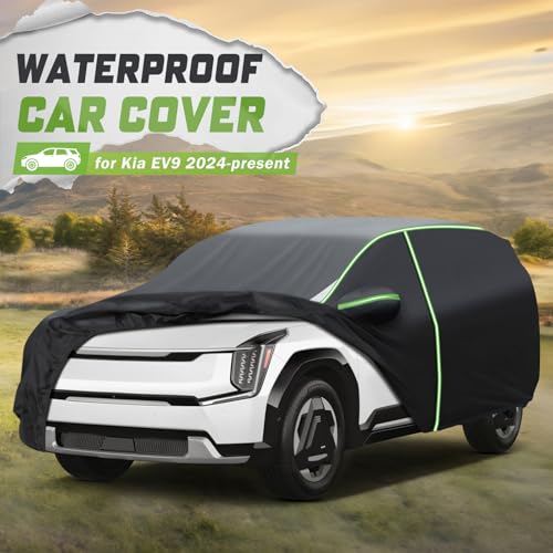 Image of Car Cover for EV9 2024-2026, Full Car Cover All Weather Car Covers for EV9, 7 Layers Waterproof Outdoor Cover with Zipper Door Reflective Strips