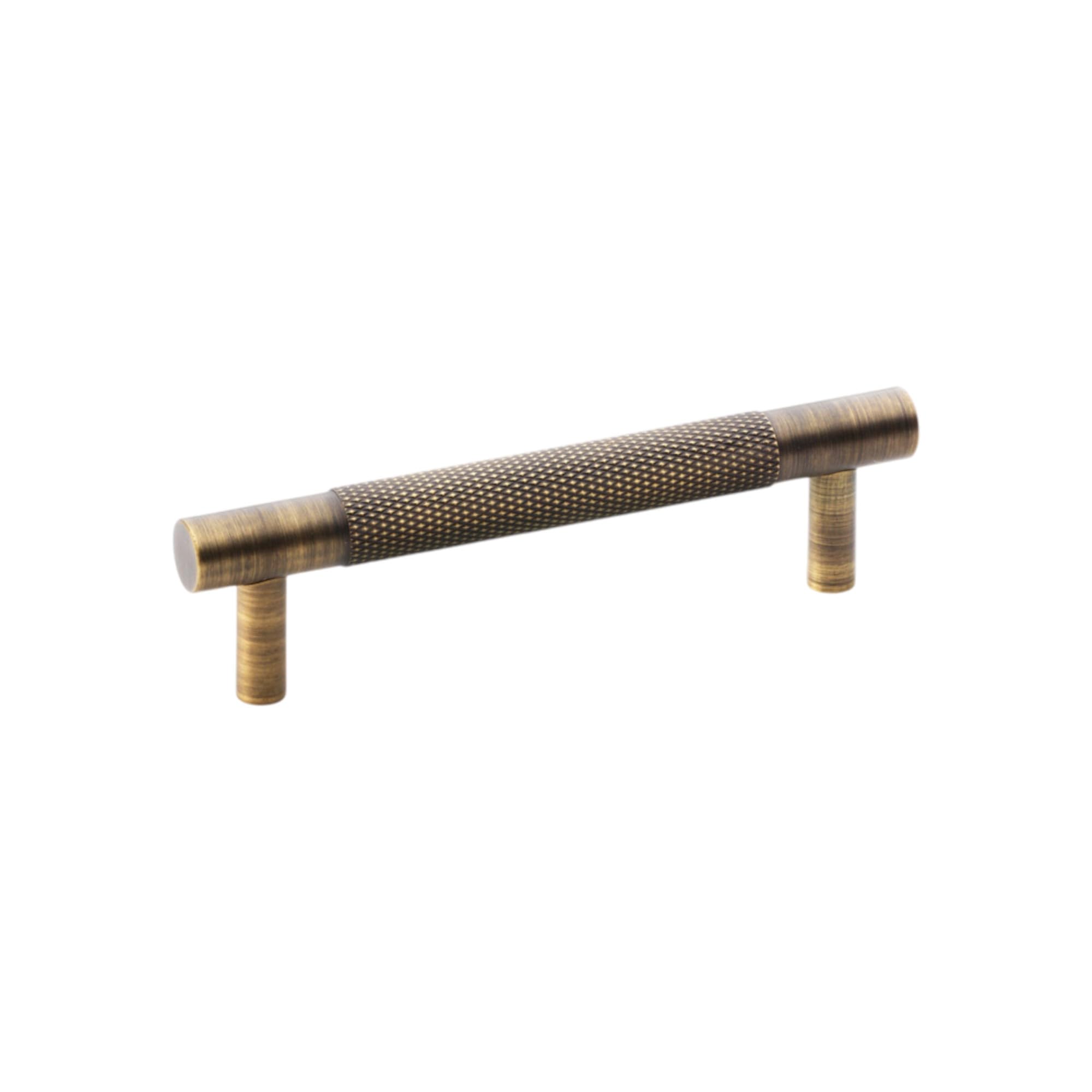 Alexander & Wilks Brunel Knurled T-Bar Cupboard Pull Handle, Antique Brass (96mm Centres)