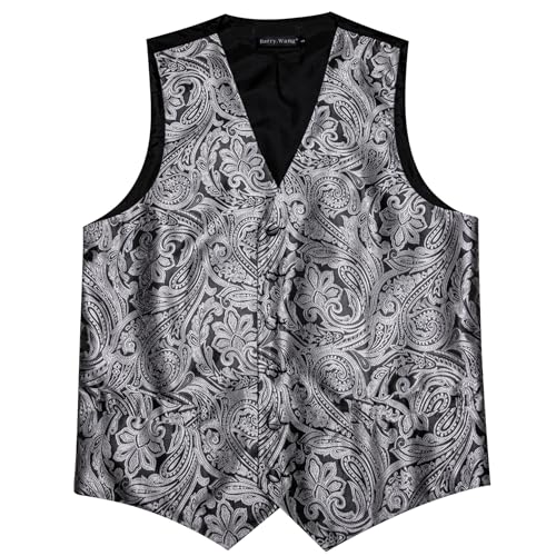 Image of Barry.Wang Formal Men Flower Vest Paisley Jacquard Silk Ties Suit Waistcoat Set Wedding 5PCS