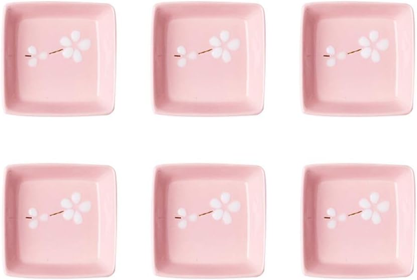 Dipping Bowls Household Porcelain Square Bowl/Ramekins/Dish/Cup for Kitchen Prep, Dessert, Dips, Candy, Souffle, Creme Brulee and Sauces, Set of 6 Appetizer Plates (Colour: White) (Blue)