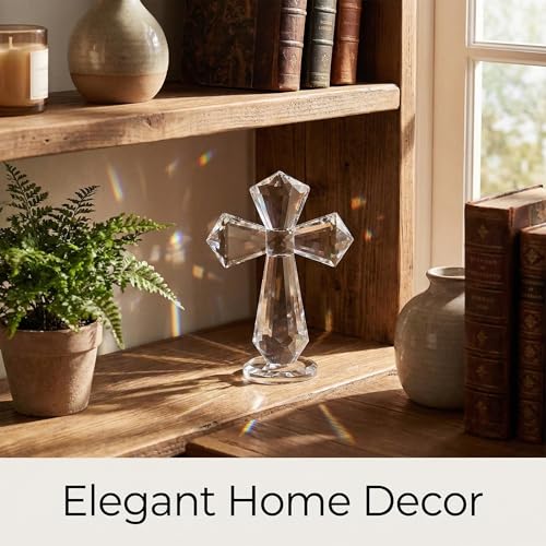 Croix en cristal pour décoration de bureau | Objet de méditation chrétien - 3