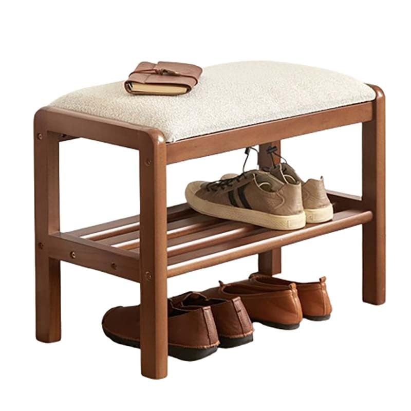 ZHANGshouf Banco Zapatero de Madera Maciza con reposapiés de Cuero, Banco Decorativo, Zapatero de Madera para Entrada, Zapatero para Entrada, Sala de Estar, 45 cm