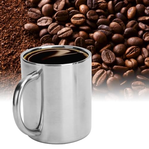 Taza de café aislada de acero inoxidable 304 plateada miniatura 3