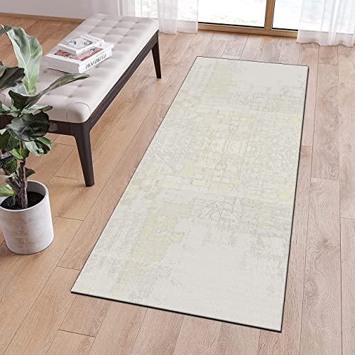 QQrunner Tapijtloper voor gang, keuken, 50 x 100 cm, antislip, abstract, beige, antislip, wasbaar, per meter, lang keukentapijt, slaapkamer gang, aanpasbare maat, 40 - 120 cm breed